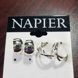 Silver tone earrings 2 sets